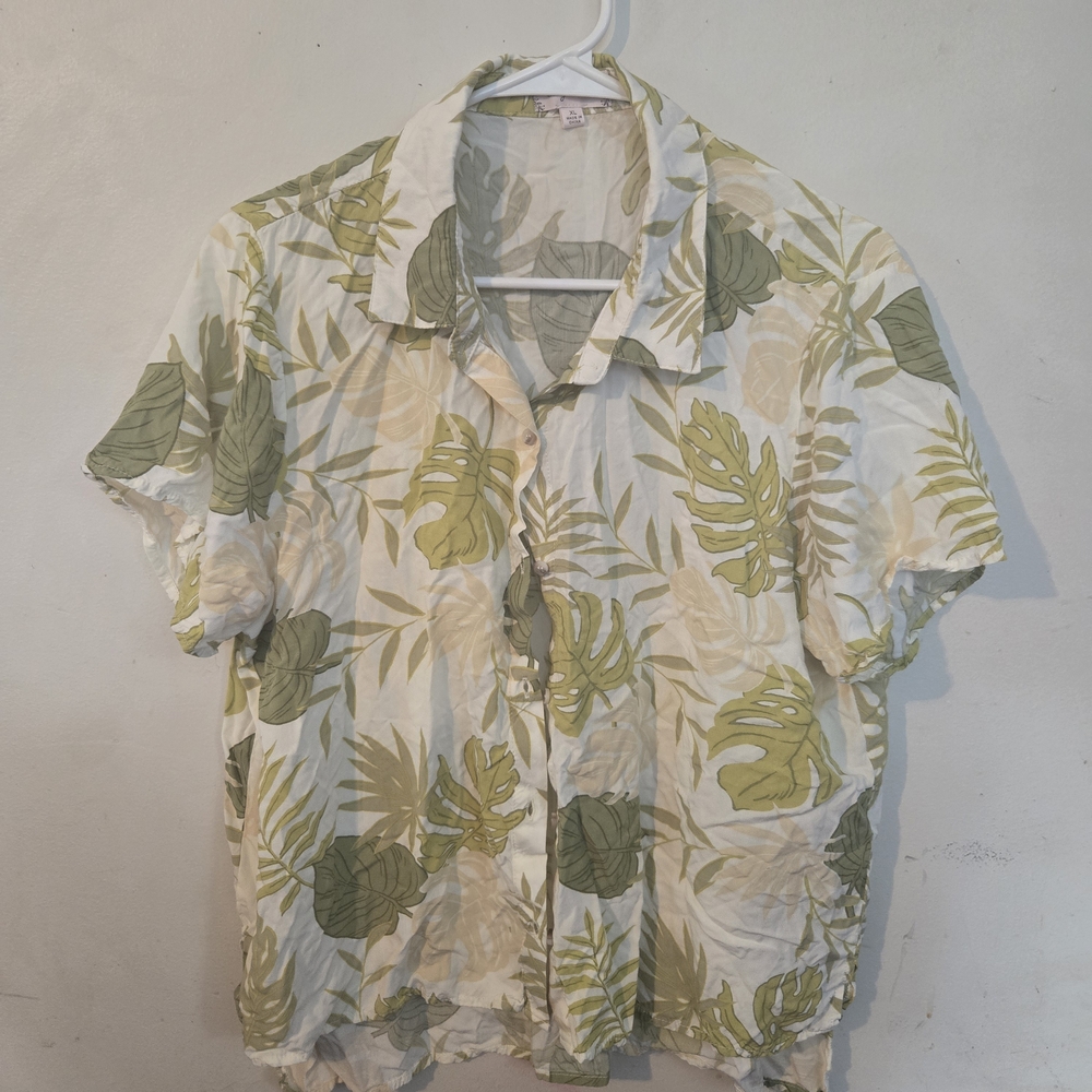 Tropical Leaf Print Woman's Shirt